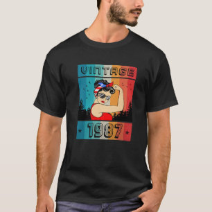 T-shirt 35E Cadeau Anniversaire 35 Ans Pour Femmes Retro V