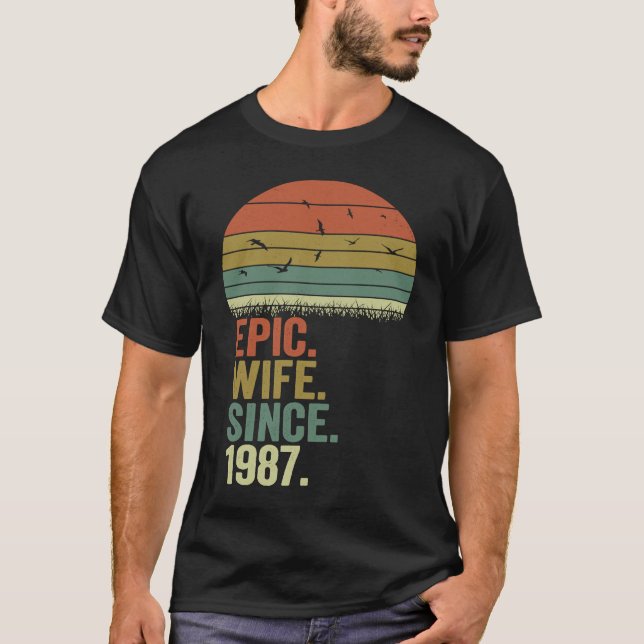 T-shirt 35th Wedding Anniversary Women  Epic Wife Since 19 (Devant)
