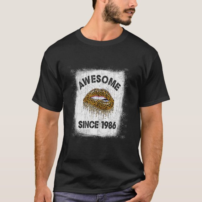T-shirt 36 Ans Anniversaire Awesome Depuis 1986 Leopard L (Devant)