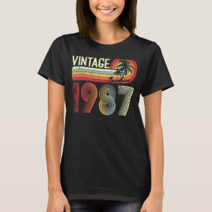 T-shirt 36 Ans Hommes Femmes Vintage 1987 Retro 36e Naissa
