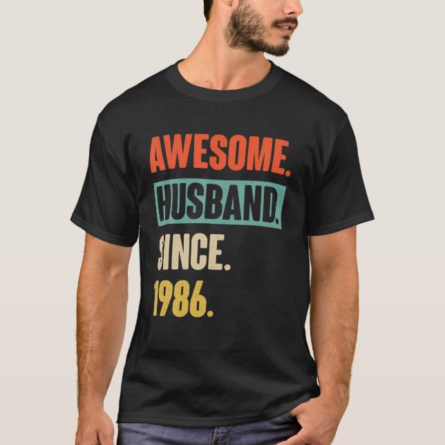 T-shirt 36 Mariage Aniversaire Cadeau Lui - Mari Awesome S (Devant)