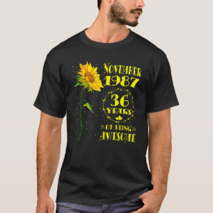 T-shirt 36e anniversaire 36 ans tournesol Né novembre