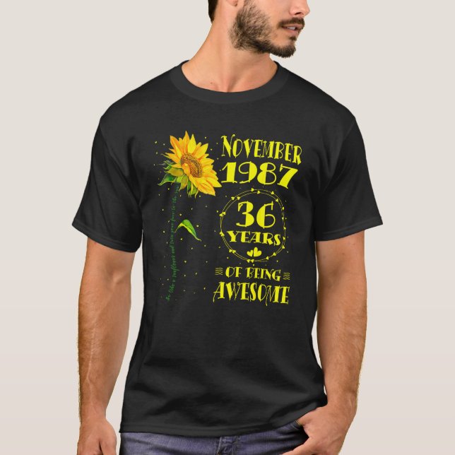 T-shirt 36e anniversaire 36 ans tournesol Né novembre (Devant)