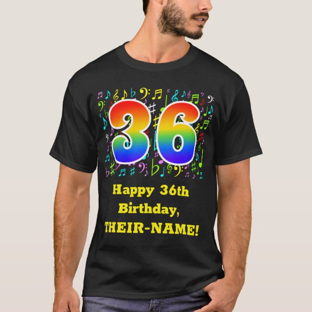 T-shirt 36e anniversaire : Symboles de musique colorée, Ar (Devant)