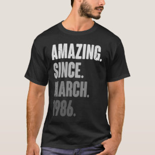 T-shirt 37 Ans Vintage 1986 Mars Anniversaire 37e Déco