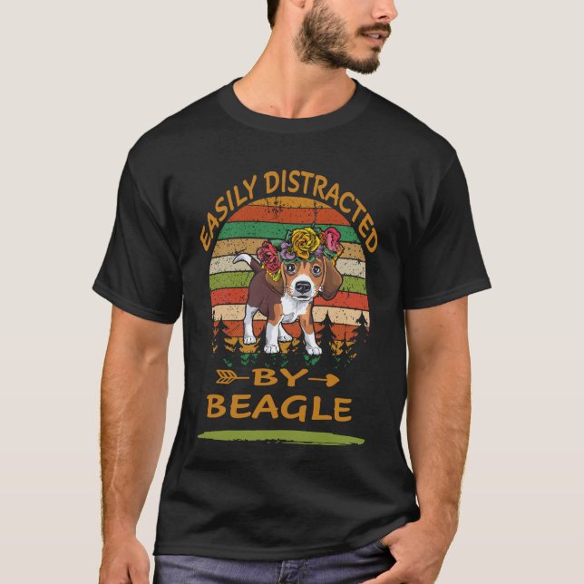 T-shirt 37 Facilement Distrait Par Beagle (Devant)