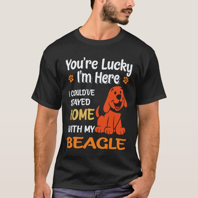 T-shirt 37 Resté à la maison avec mon Beagle (Devant)
