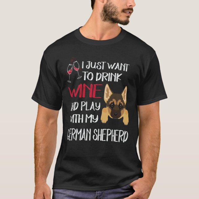 T-shirt 37 Veulent simplement boire du vin et jouer avec m (Devant)