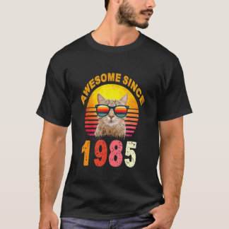 T-shirt 37e anniversaire Vintage Chat stupéfiant depuis 19