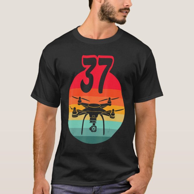 T-shirt 37ème Anniversaire I Télécommande Rétro Drones Ave (Devant)