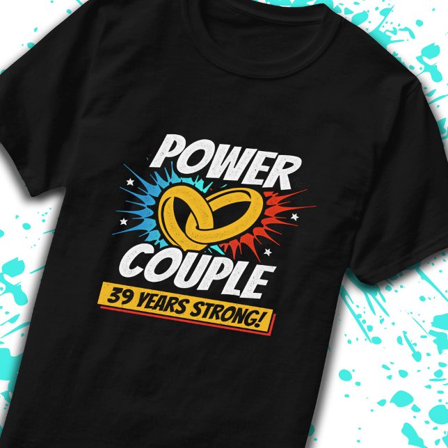 T-shirt 39e anniversaire Couples mariés 39 ans de force (Créateur téléchargé)