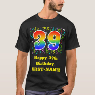 T-shirt 39e anniversaire : Symboles de musique colorée, Ar