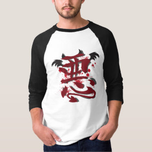 T-shirt 3/4" des hommes mauvais de kanji chemise raglane