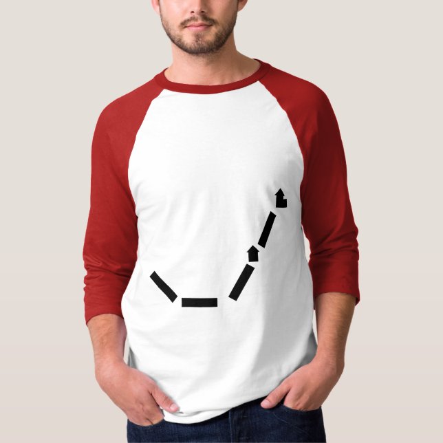 T-shirt 3/4 raglan de base blanc/rouge de douille (Devant)