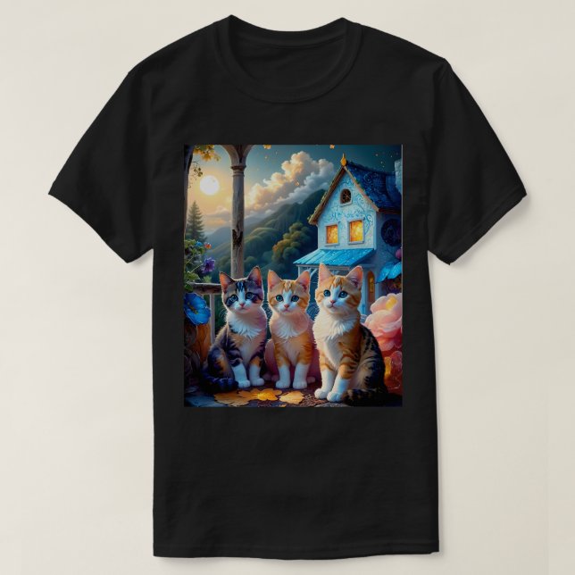T-shirt 3 Adorable Artist designed Kittens (Design devant)