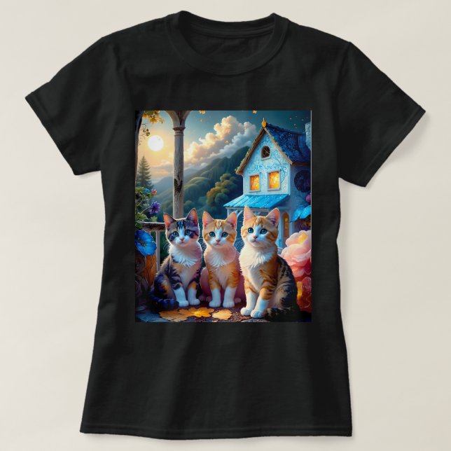 T-shirt 3 Adorables chatons conçus par un artiste (Design devant)