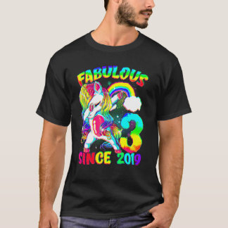 T-shirt 3 ans 3e anniversaire Unicorn Girl Fabulous Sin