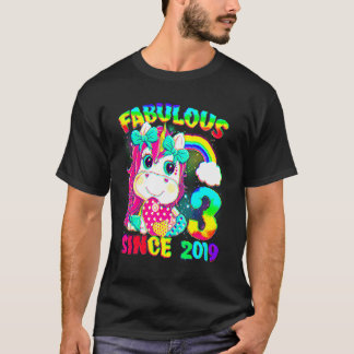T-shirt 3 ans 3e anniversaire Unicorn Girl Fabulous Sin