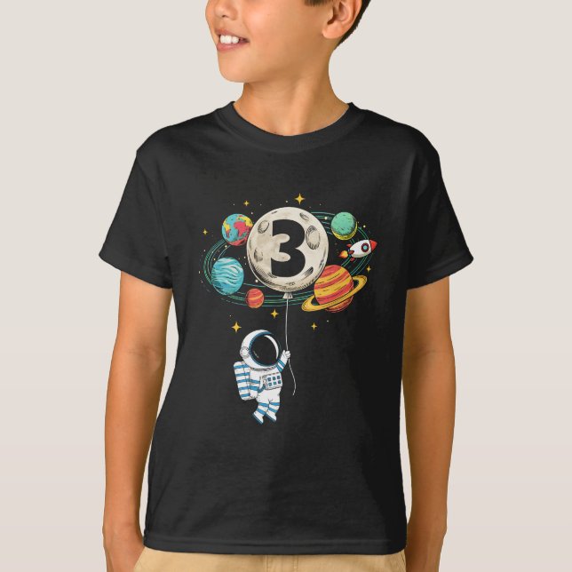 T-shirt 3 ans Anniversaire Boy Astronaut Espace 3e anniver (Devant)