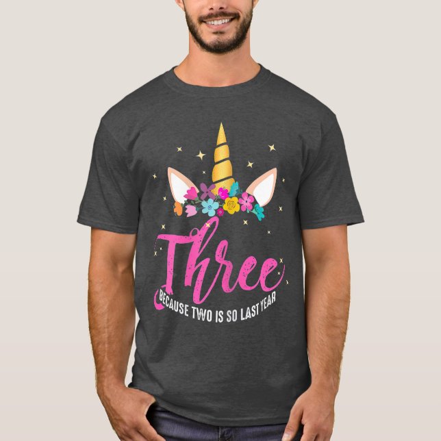 T-shirt 3 ans Anniversaire Cadeaux fille Unicorn 3e (Devant)