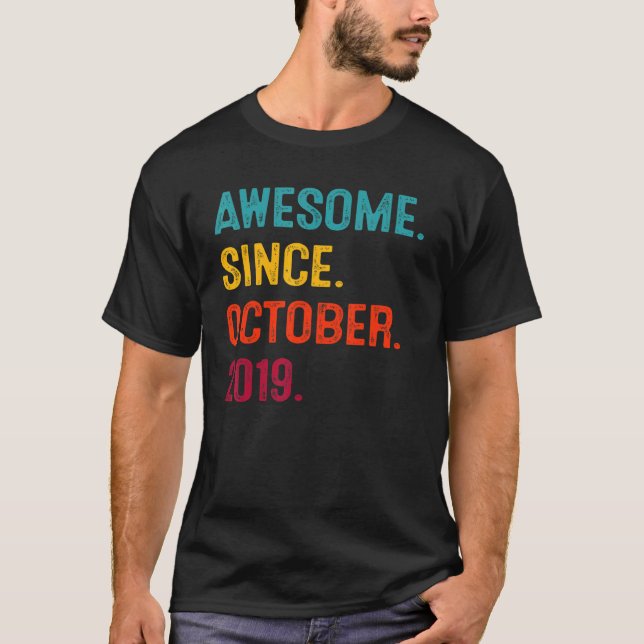 T-shirt 3 Ans Awesome depuis Octobre 2019 3e Birthda (Devant)