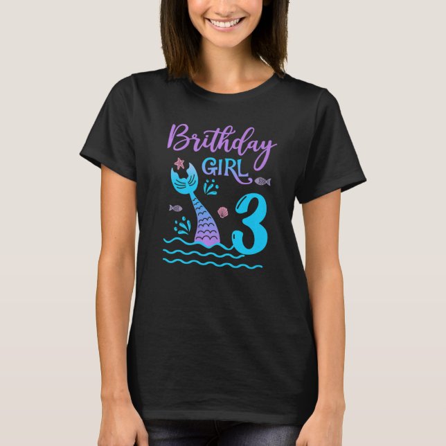 T-shirt 3 ans Cadeau Mermaid queue 3e anniversaire fille D (Devant)