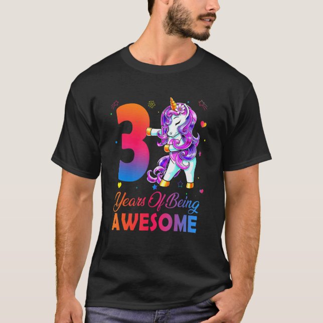 T-shirt 3 ans d'être génial Unicorn Flossing depuis 20 (Devant)