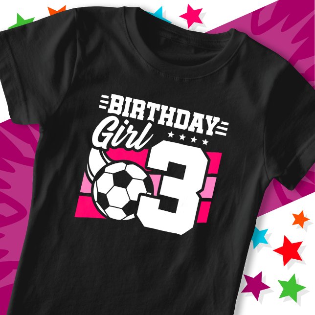 T-Shirt 3 ans Football Party 3e anniversaire fille (Créateur téléchargé)