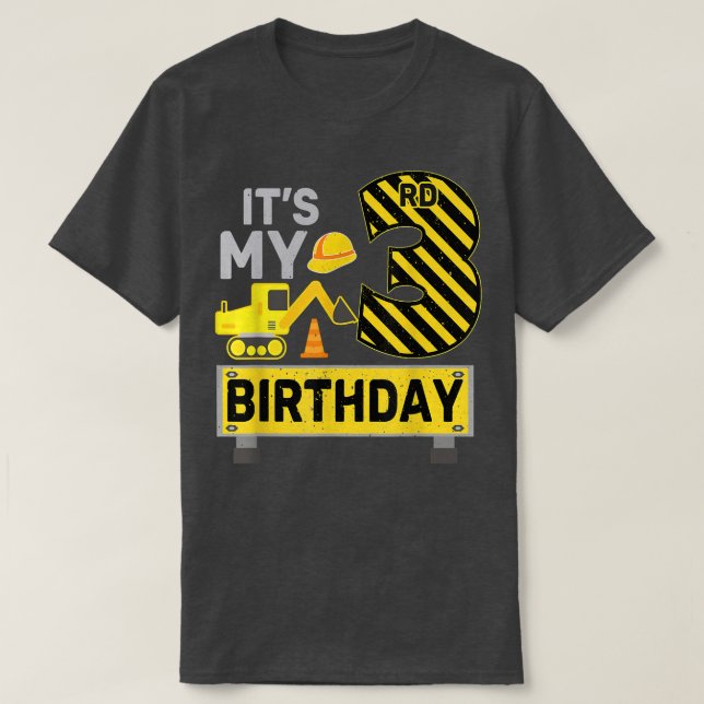 T-shirt 3 ans Garçon C'est mon 3e anniversaire Constructio (Design devant)