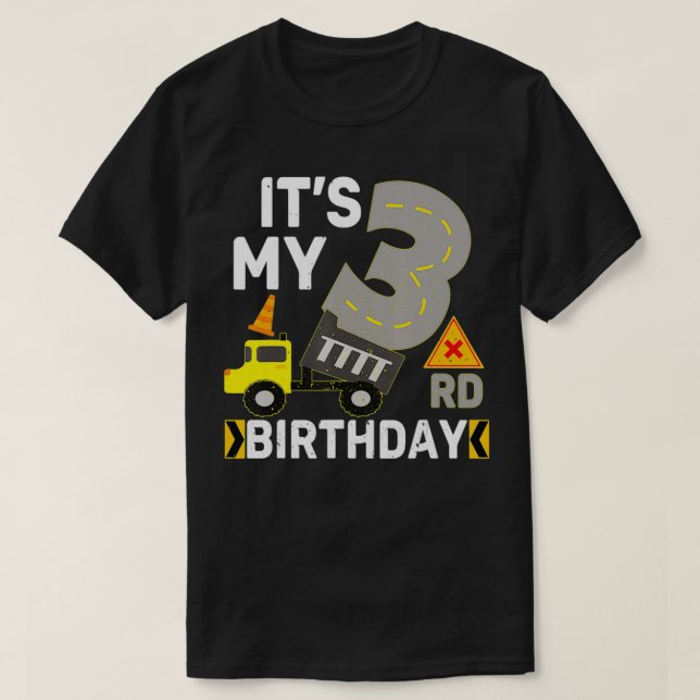 T-shirt 3 ans Garçon C'est mon 3e anniversaire Constructio (Design devant)