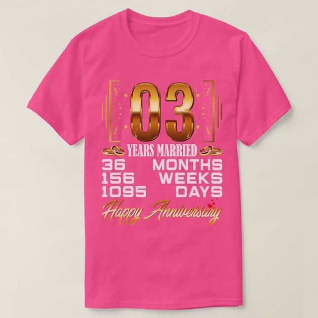 T-shirt 3 ans mariés Funny 3e anniversaire Mariage (Design devant)