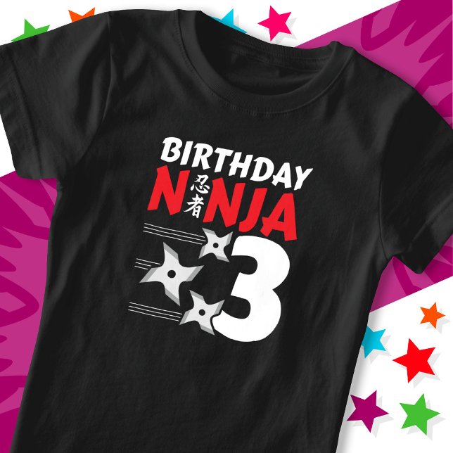 T-Shirt 3 Ans Ninja Party Stars Enfants 3e anniversaire (Créateur téléchargé)