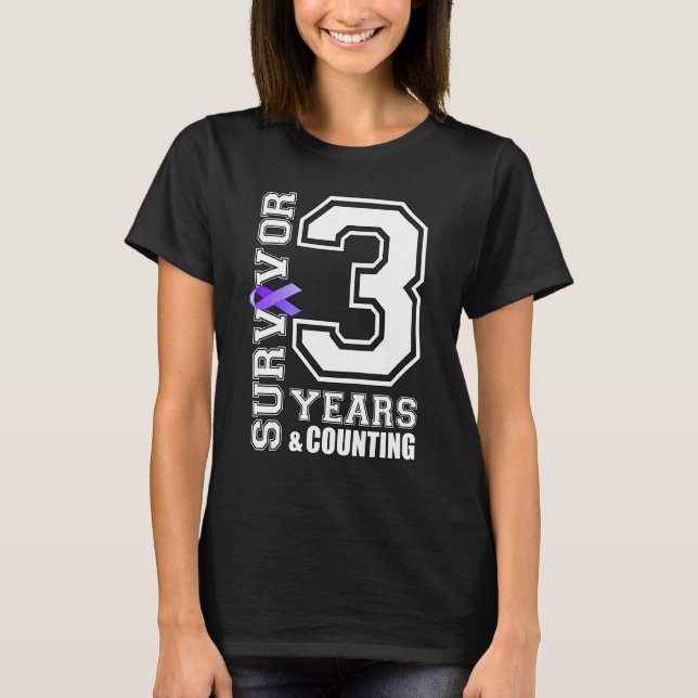 T-shirt 3 Ans Survivant Je Porte Violet Ribbon Lupus Lauré (Devant)