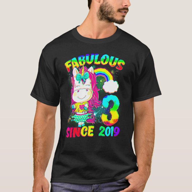 T-shirt 3 Ans Unicorn 3e Anniversaire Unicorn Girl Sinc (Devant)
