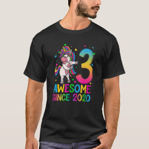 T-shirt 3 Ans Unicorn Dabbing 3ème Anniversaire Fille Te