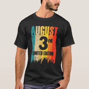 T-shirt 3 août Edition limitée Mois 8 3e jour Retro Vin