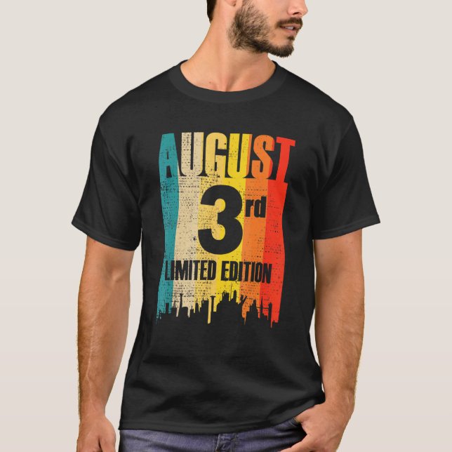 T-shirt 3 août Edition limitée Mois 8 3e jour Retro Vin (Devant)