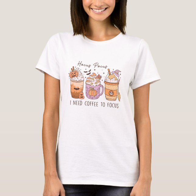 T-shirt 3 Café d'Halloween rétro, Hocus pocus Frappuccino (Devant)