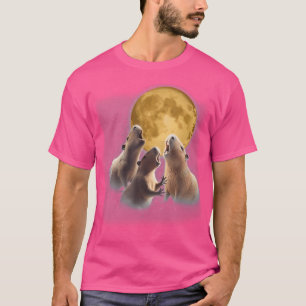 T-shirt 3 Capybara Hurler À La Lune Drôle Capybara Anim