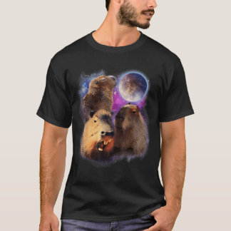 T-shirt 3 Capybara Moon Capybara Animal Enroulé Pour Homme