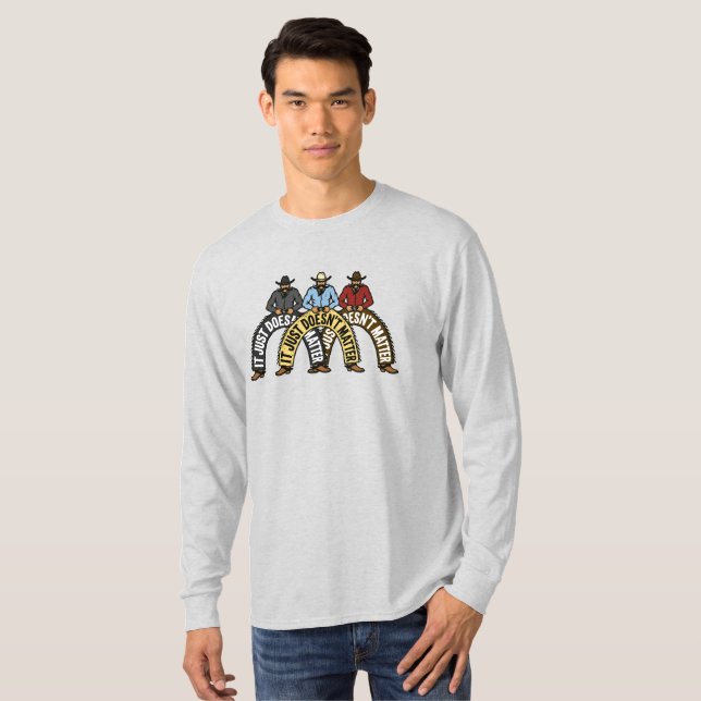 T-shirt 3 cow-boys entrent dans un bar... (Devant entier)