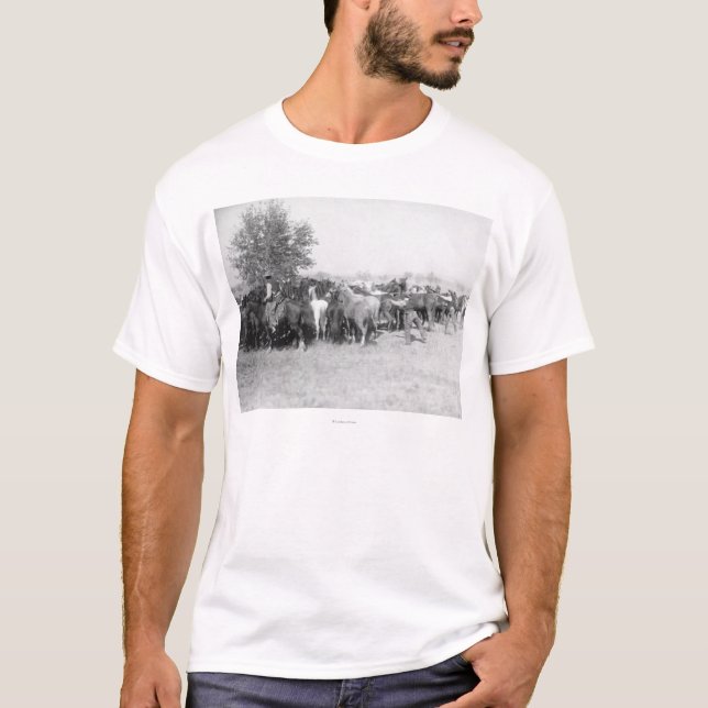 T-shirt 3 cowboys Roping des chevaux PhotographSouth (Devant)