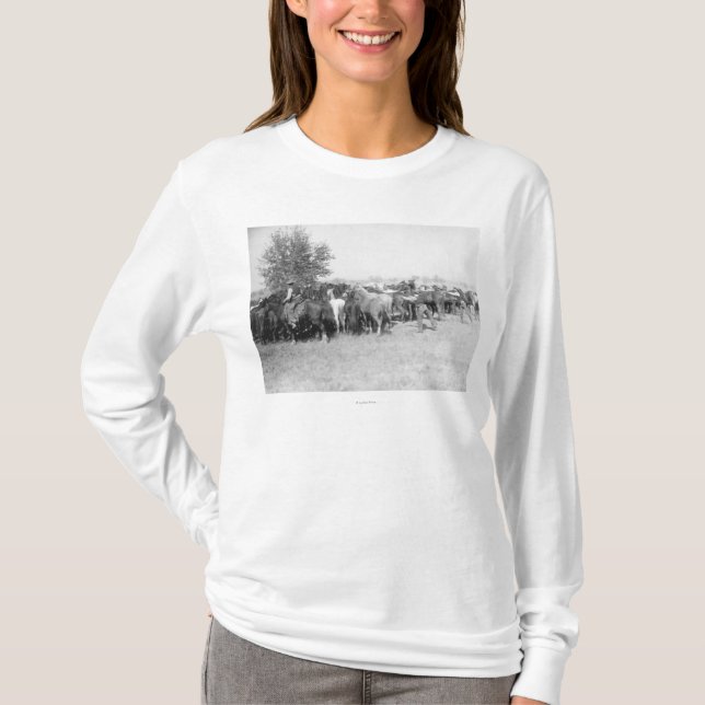 T-shirt 3 cowboys Roping des chevaux PhotographSouth (Devant)