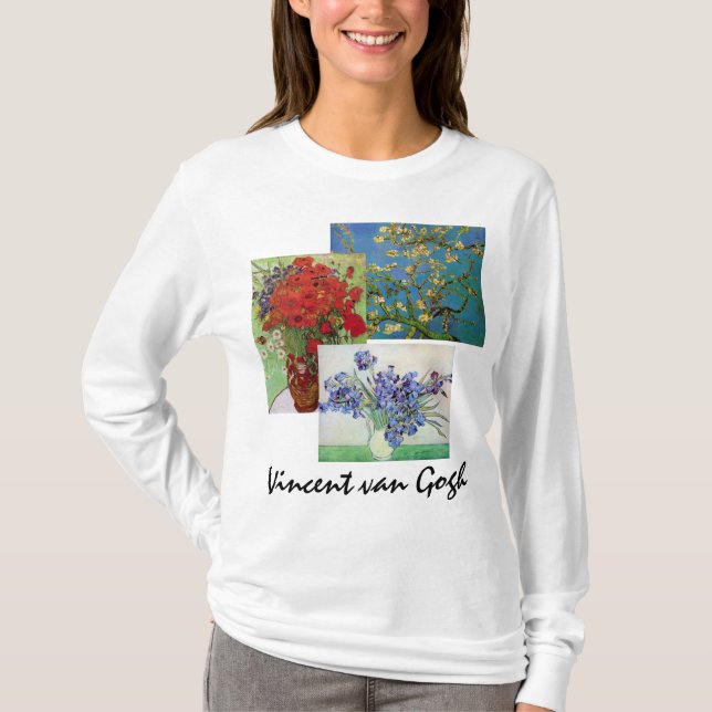 T-shirt 3 différents Vintage van Gogh Floral Flower Art (Devant)