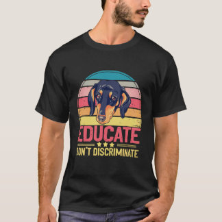 T-shirt 3 Éduquer Ne pas discriminer Vintage - Dachshund l