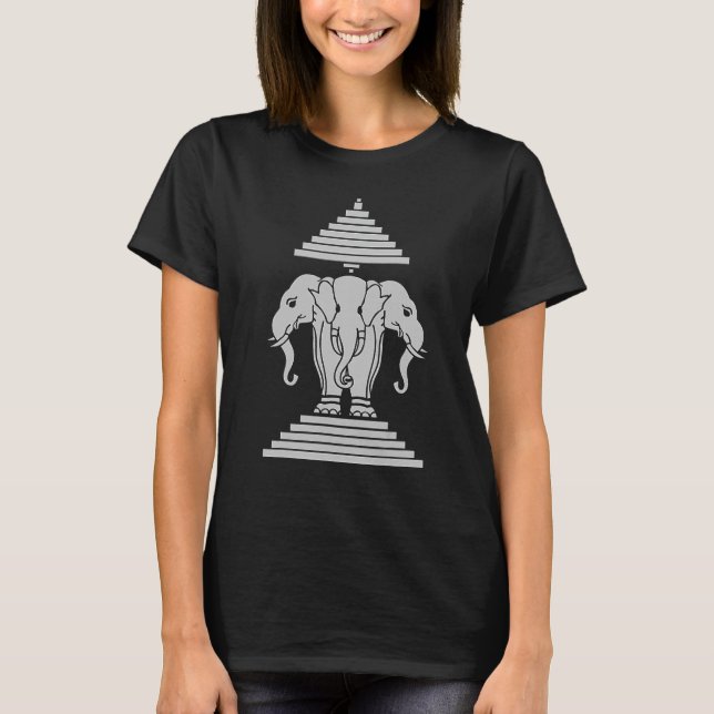 T-shirt 3 éléphant à tête erawan laos (Devant)