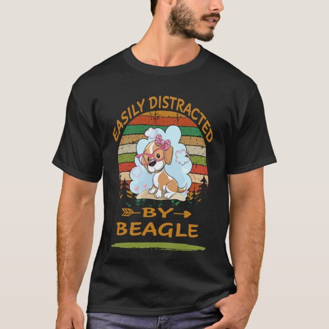 T-shirt 3 Facilement Distrait Par Beagle (Devant)