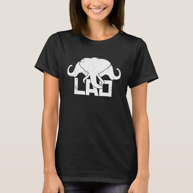 T-shirt 3 Headed Elephant LAO Original Kingdom of Laos Fla (Devant)