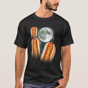 T-shirt 3 Hotdogs hurlant sur la lune des Wieners non char