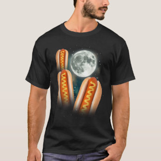 T-shirt 3 Hotdogs hurlant sur la lune des Wieners non char